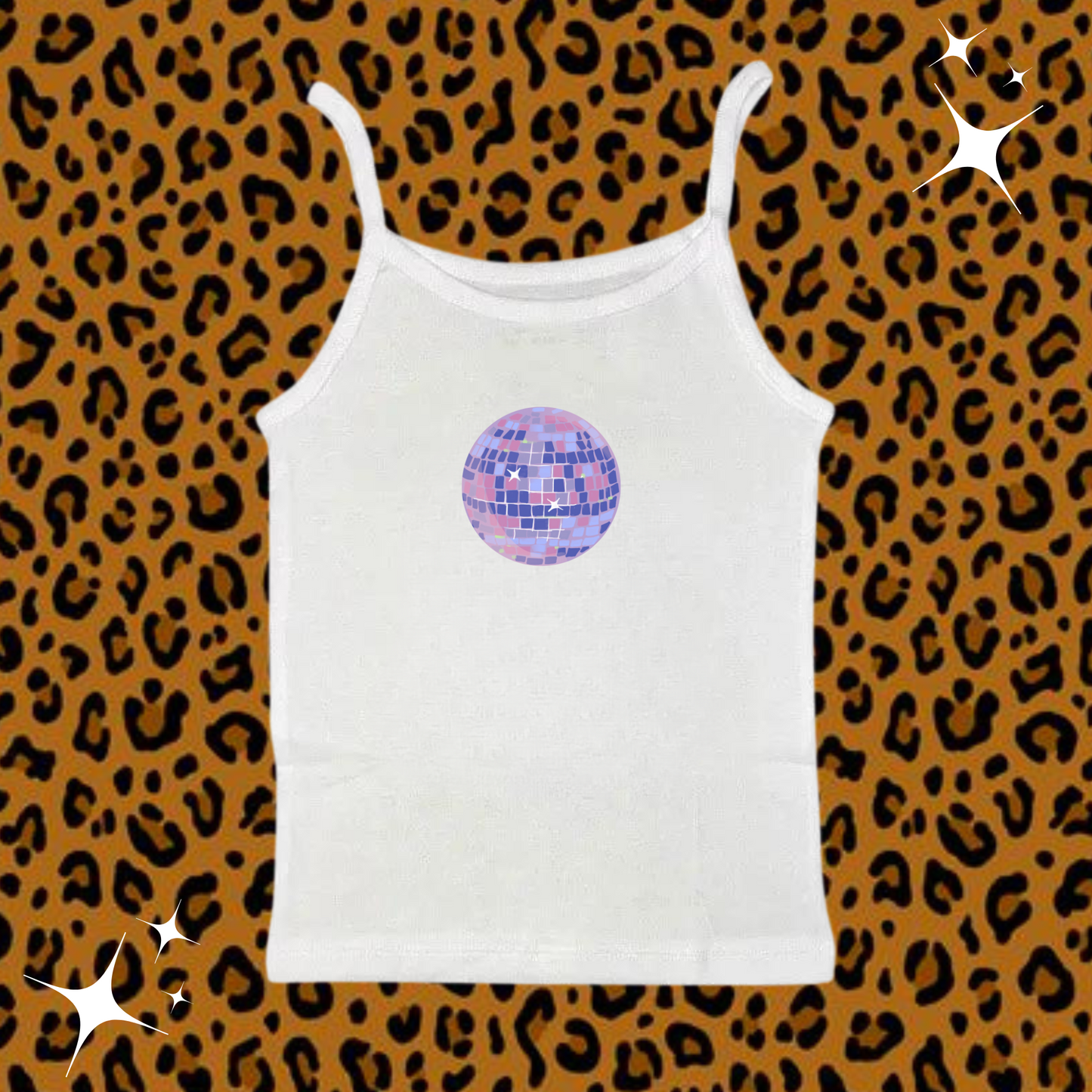 Disco Ball Camisole Top White Shirts & Tops PinkLimes Trending Streetwear