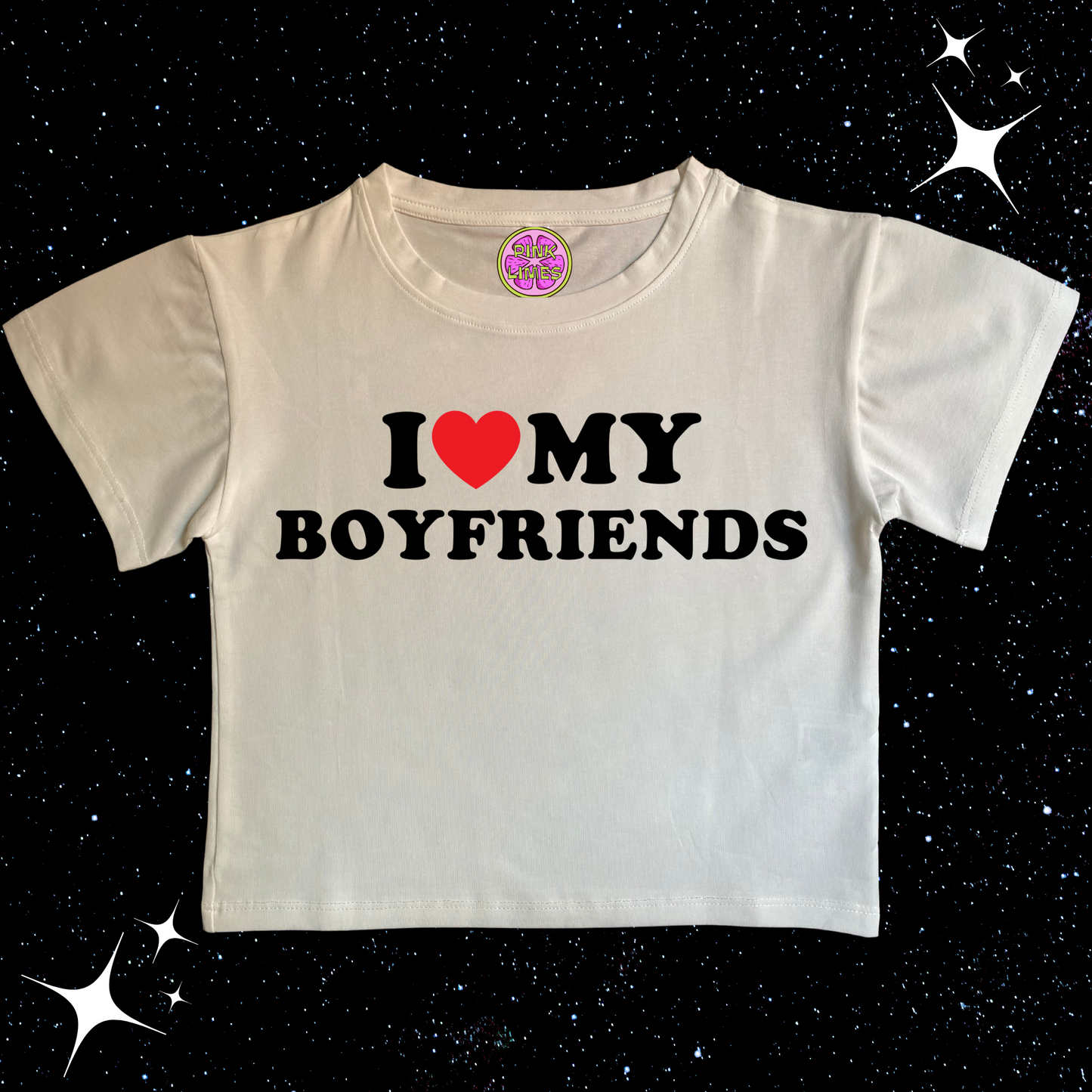 I Love My Boyfriends Crop Tee White Shirts & Tops PinkLimes Trending Streetwear