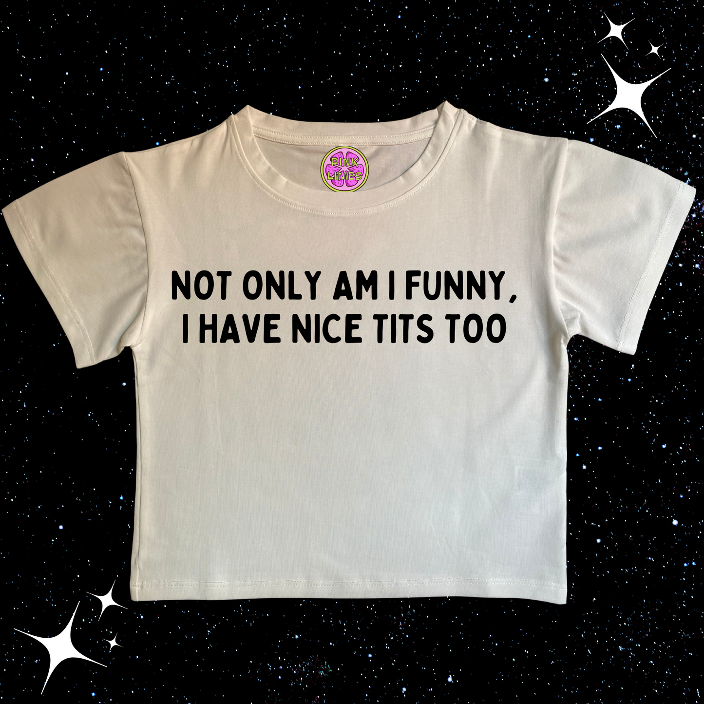 Not Only Am I Funny Nice T*ts Too Crop Tee White Shirts & Tops PinkLimes Trending Streetwear