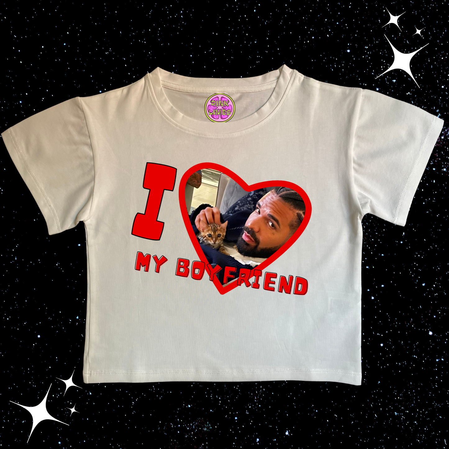 I Love My Boyfriend Custom Photo Crop Tee White Shirts & Tops PinkLimes Trending Streetwear