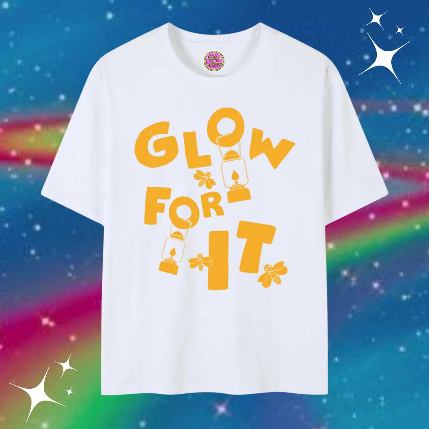 Glow For It Baggy Tee White Shirts & Tops PinkLimes Trending Streetwear