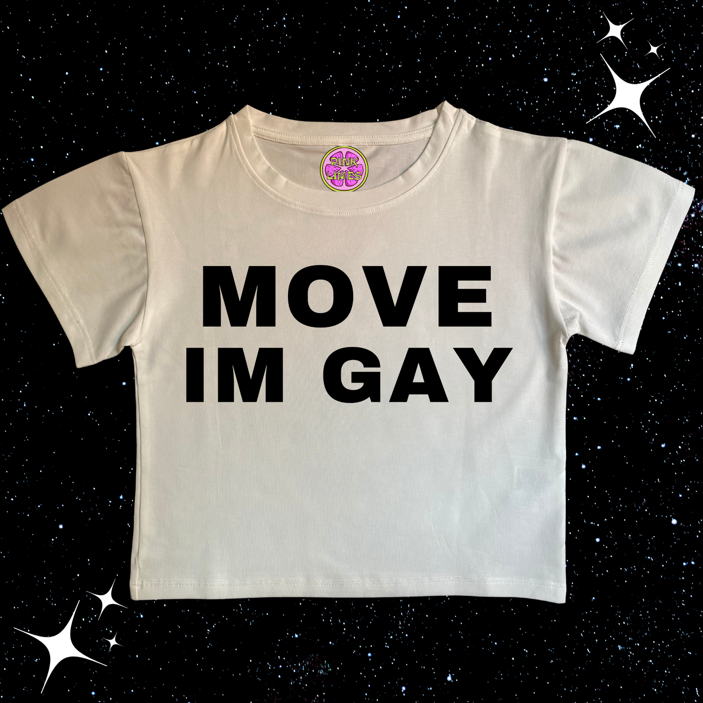 MOVE IM GAY Crop Tee White Shirts & Tops PinkLimes Trending Streetwear