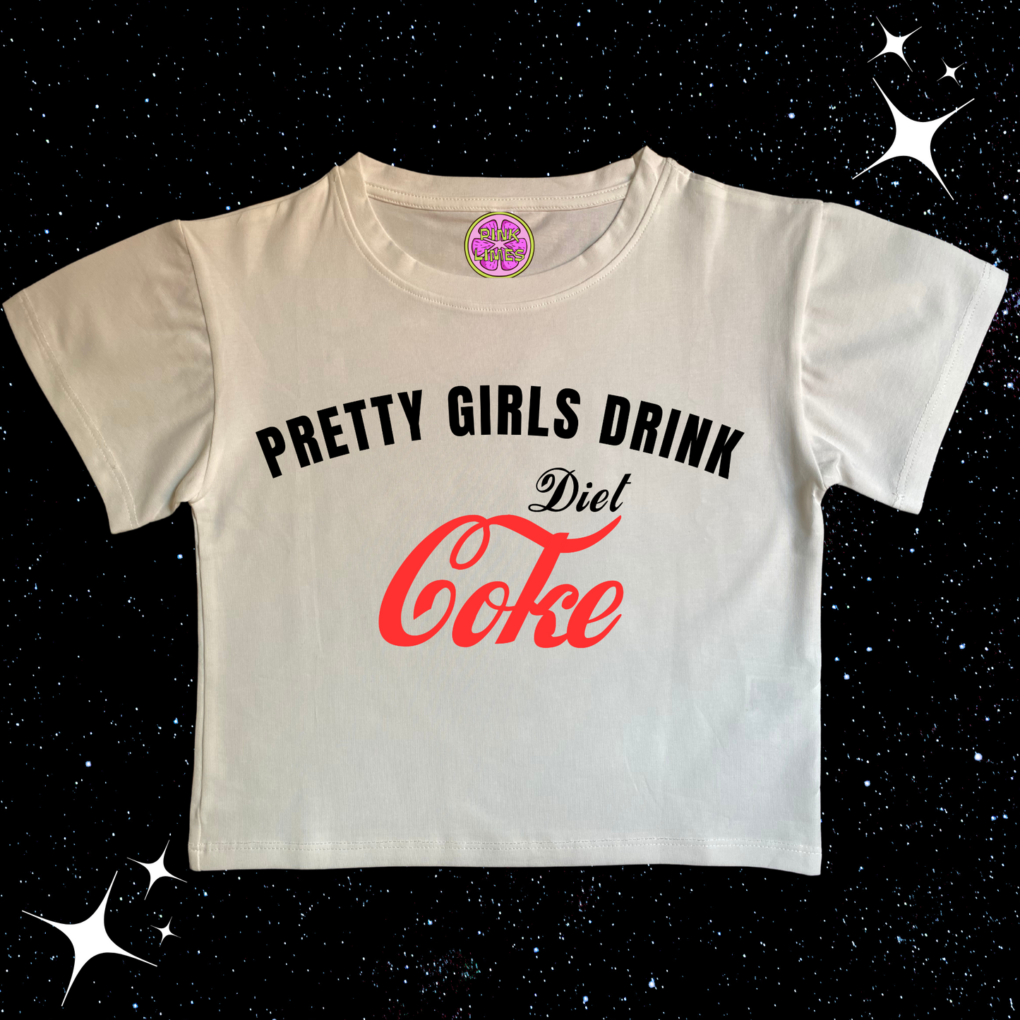 Pretty Girls Drink Diet Coke Crop Tee White Shirts & Tops PinkLimes Trending Streetwear