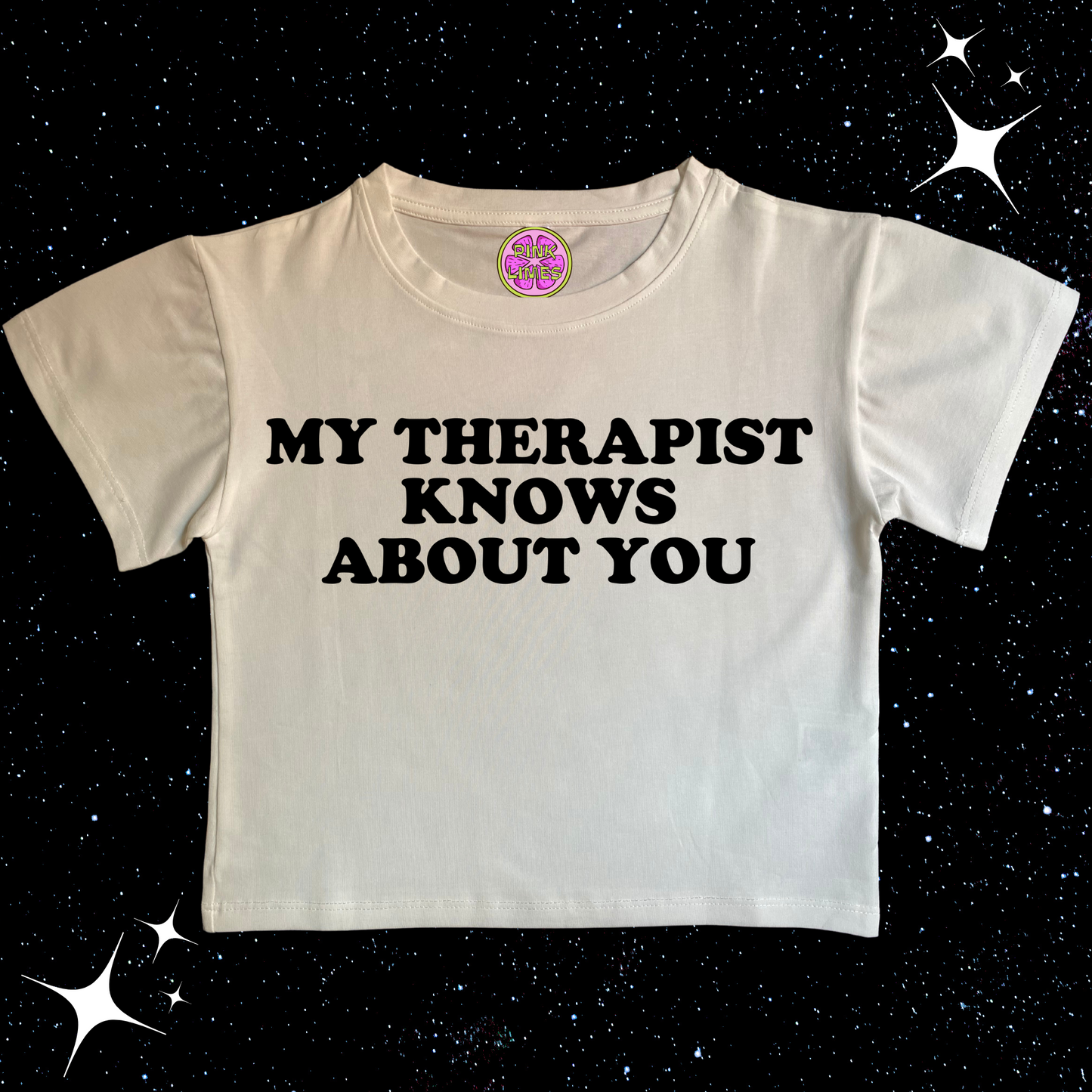 My Therapist Knows About You Crop Tee White Shirts & Tops PinkLimes Trending Streetwear