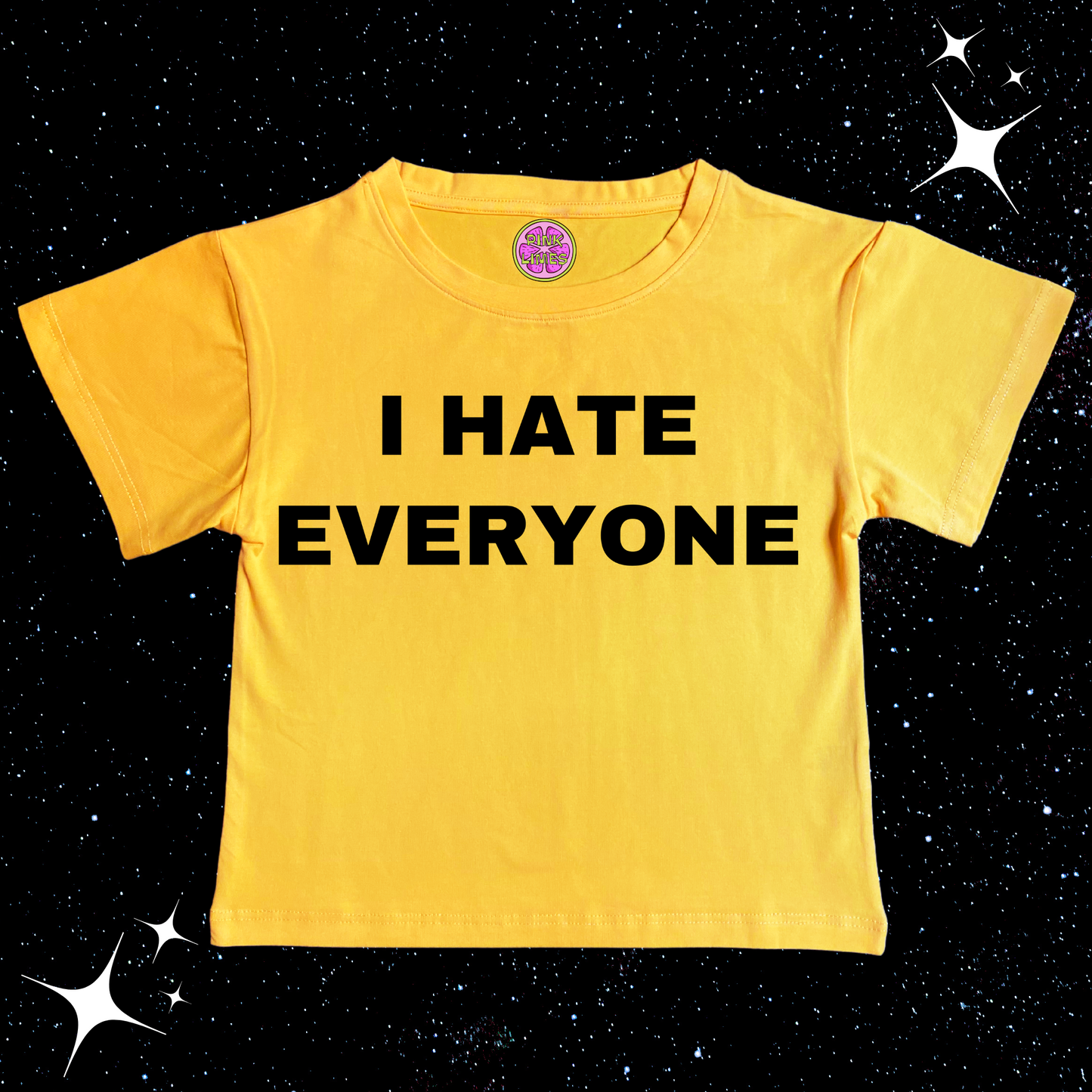 I HATE EVERYONE Crop Tee Yellow Shirts & Tops PinkLimes Trending Streetwear