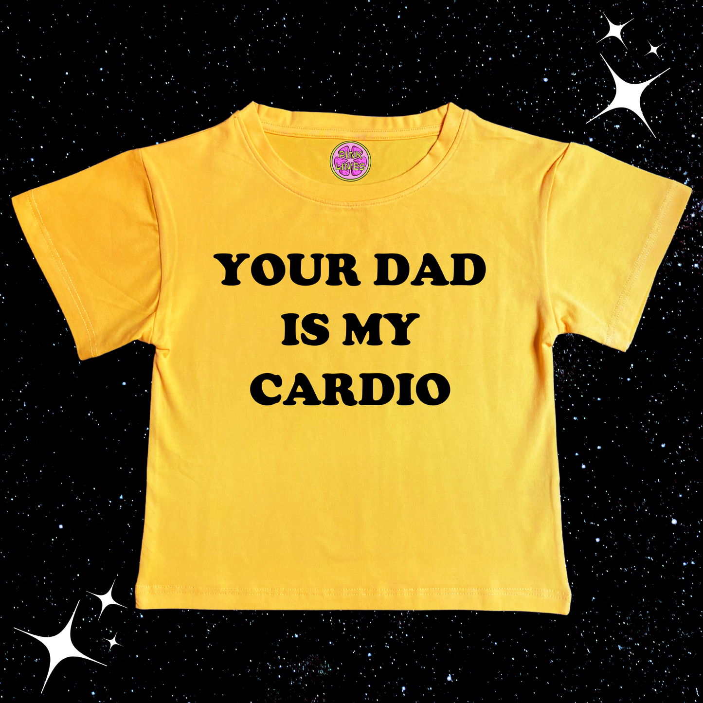 Your Dad Is My Cardio Crop Tee Yellow Shirts & Tops PinkLimes Trending Streetwear