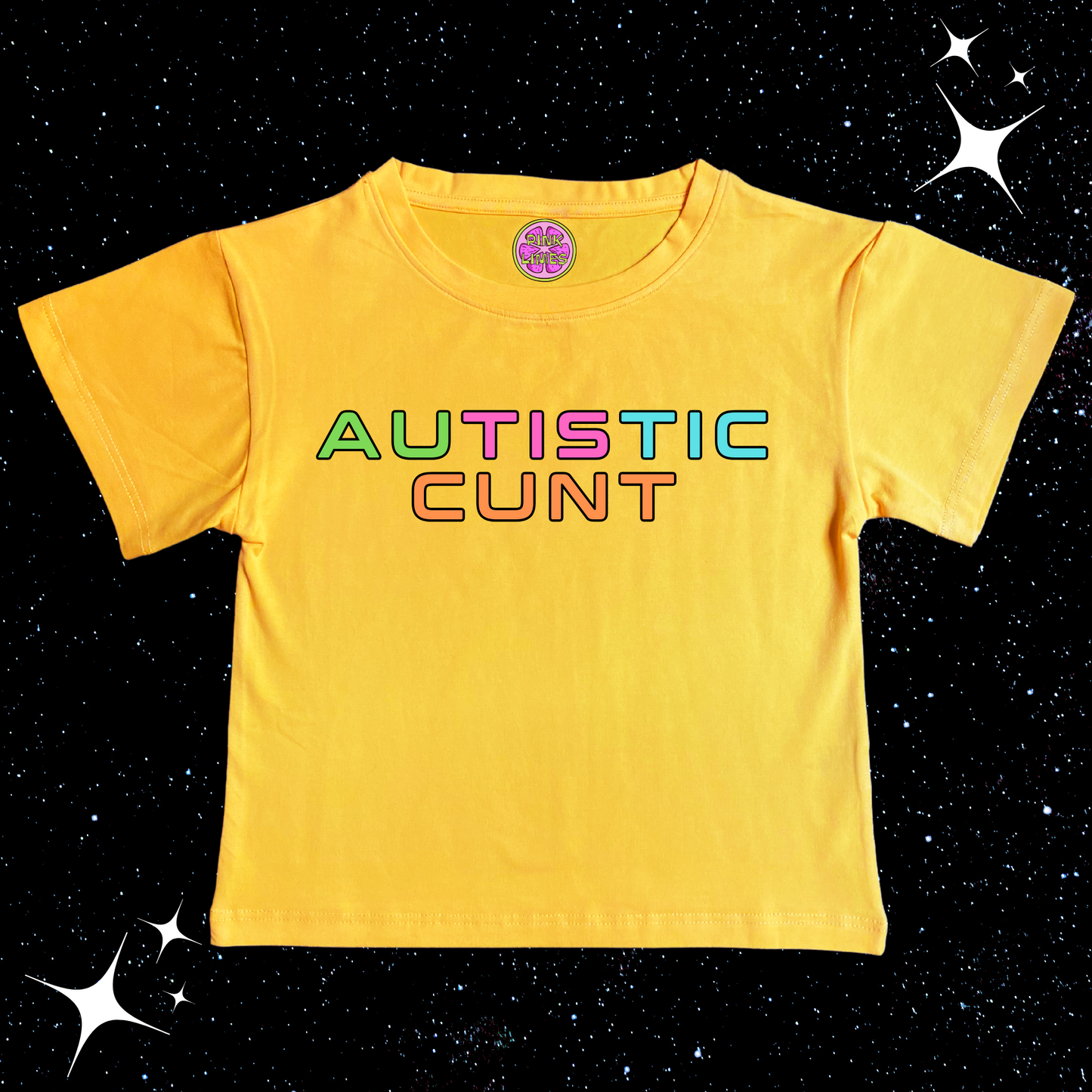Autistic C*nt Crop Tee Yellow Shirts & Tops PinkLimes Trending Streetwear