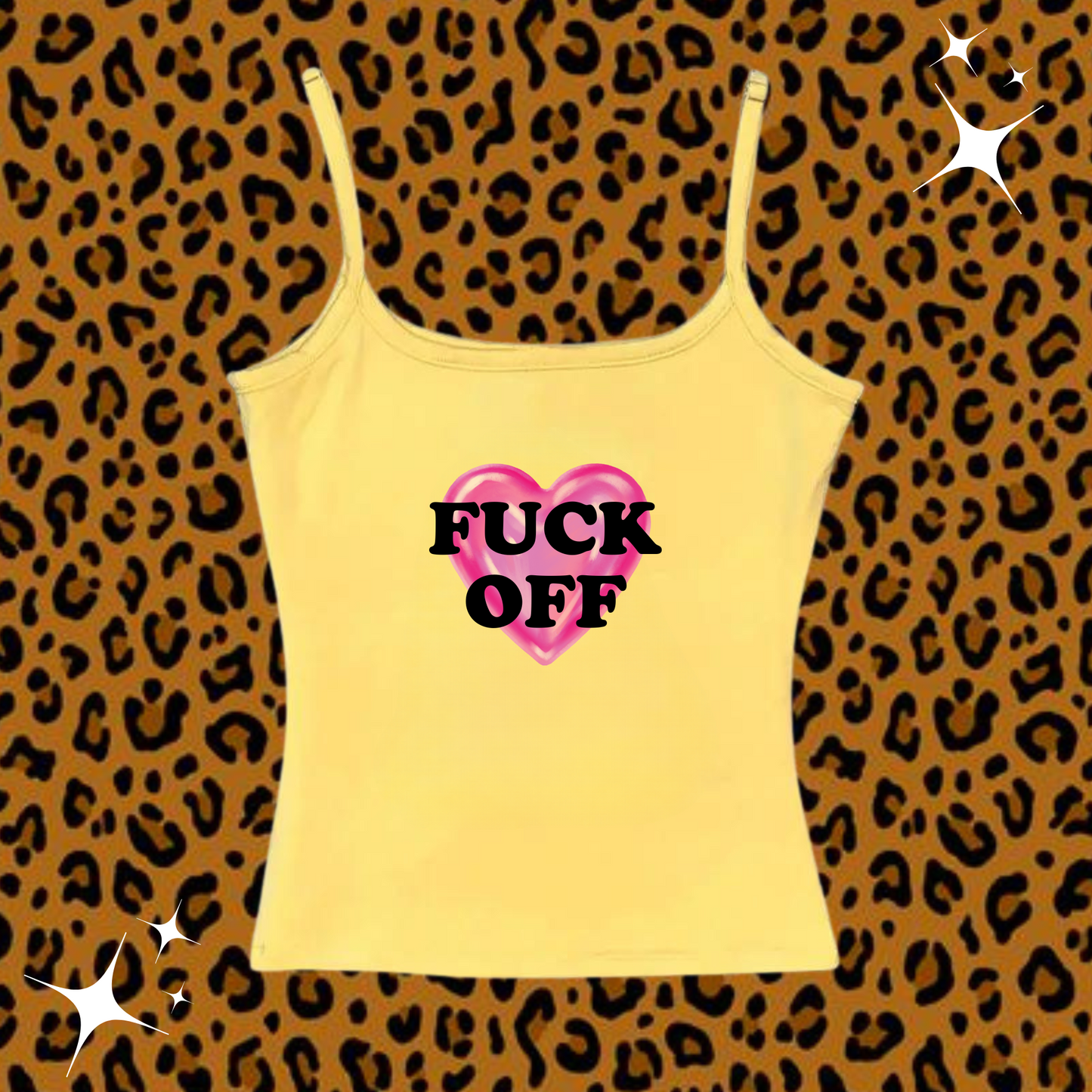 F*CK OFF Camisole Top Yellow Shirts & Tops PinkLimes Trending Streetwear