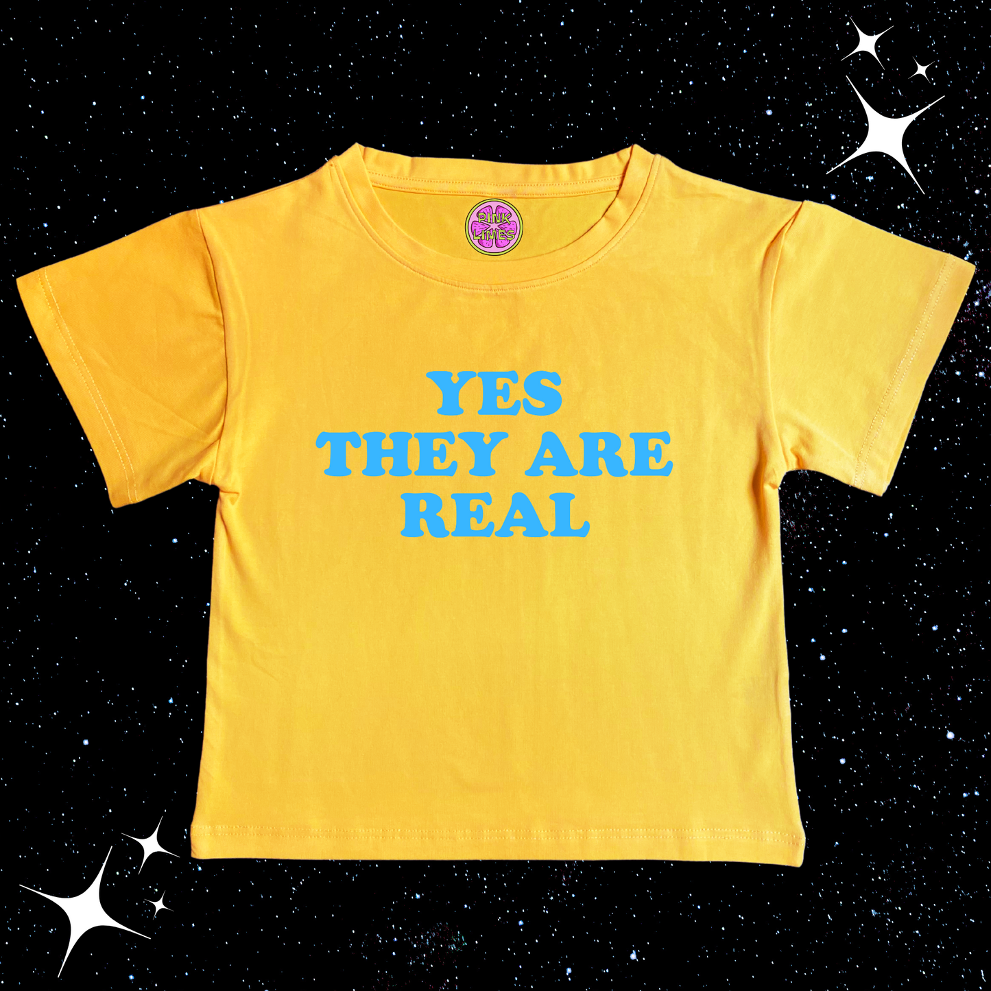 Yes They Are Real Crop Tee Yellow Shirts & Tops PinkLimes Trending Streetwear