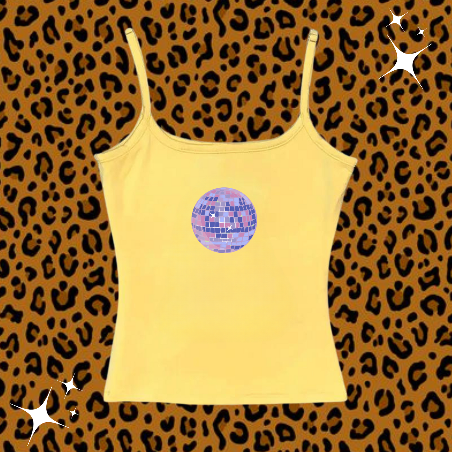 Disco Ball Camisole Top Yellow Shirts & Tops PinkLimes Trending Streetwear