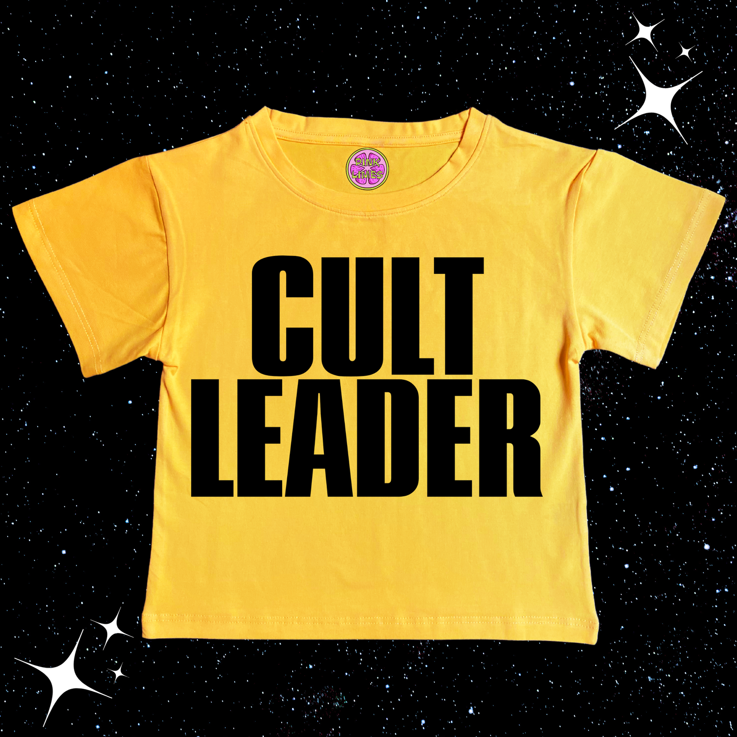 CULT LEADER Crop Tee Yellow Shirts & Tops PinkLimes Trending Streetwear