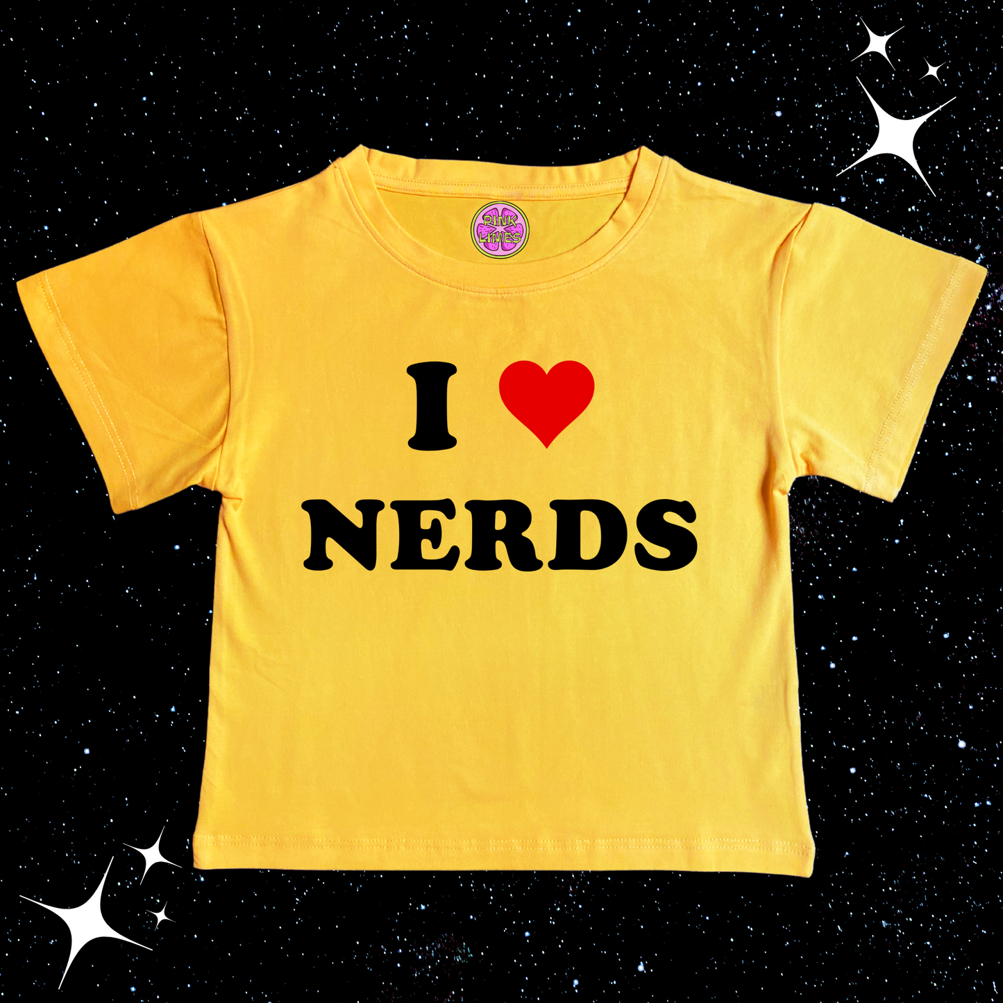 I Love Nerds Crop Tee Yellow Shirts & Tops PinkLimes Trending Streetwear