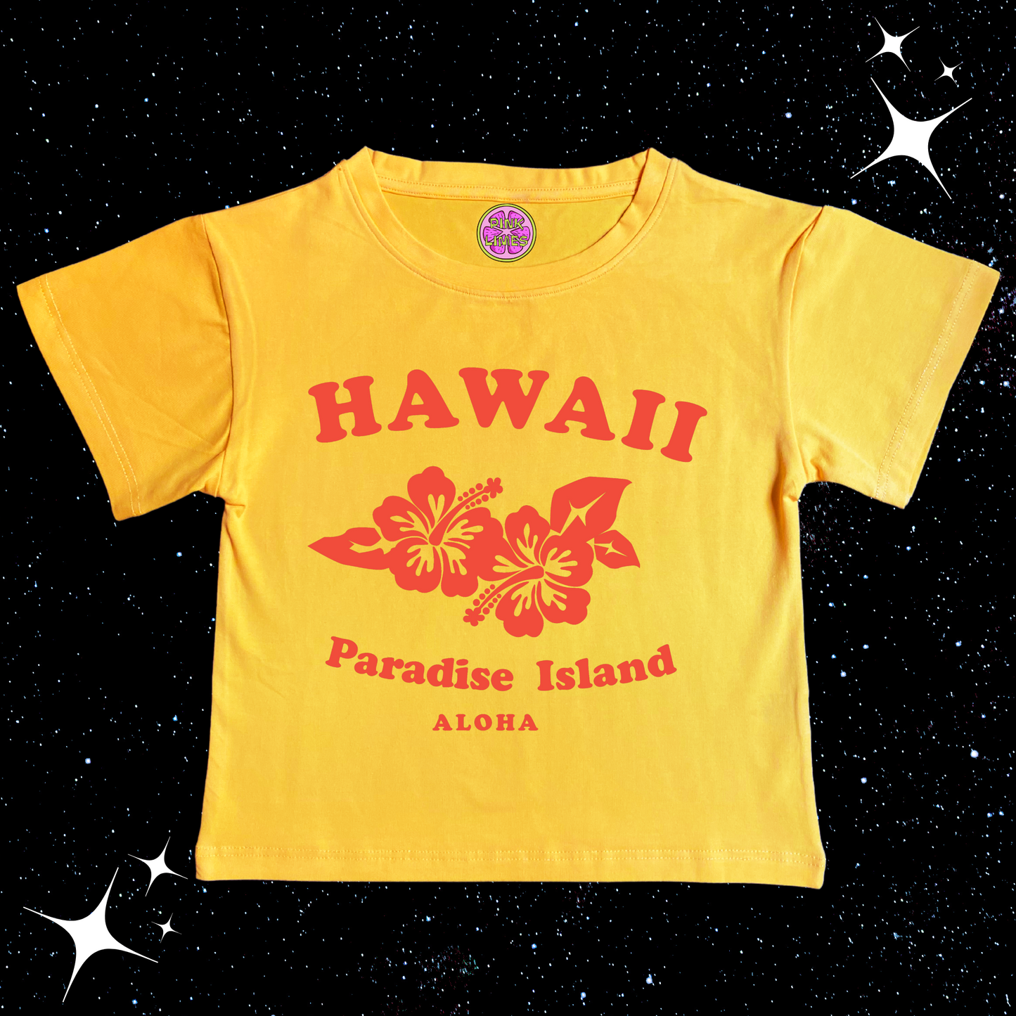 Hawaii Crop Tee Yellow Shirts & Tops PinkLimes Trending Streetwear