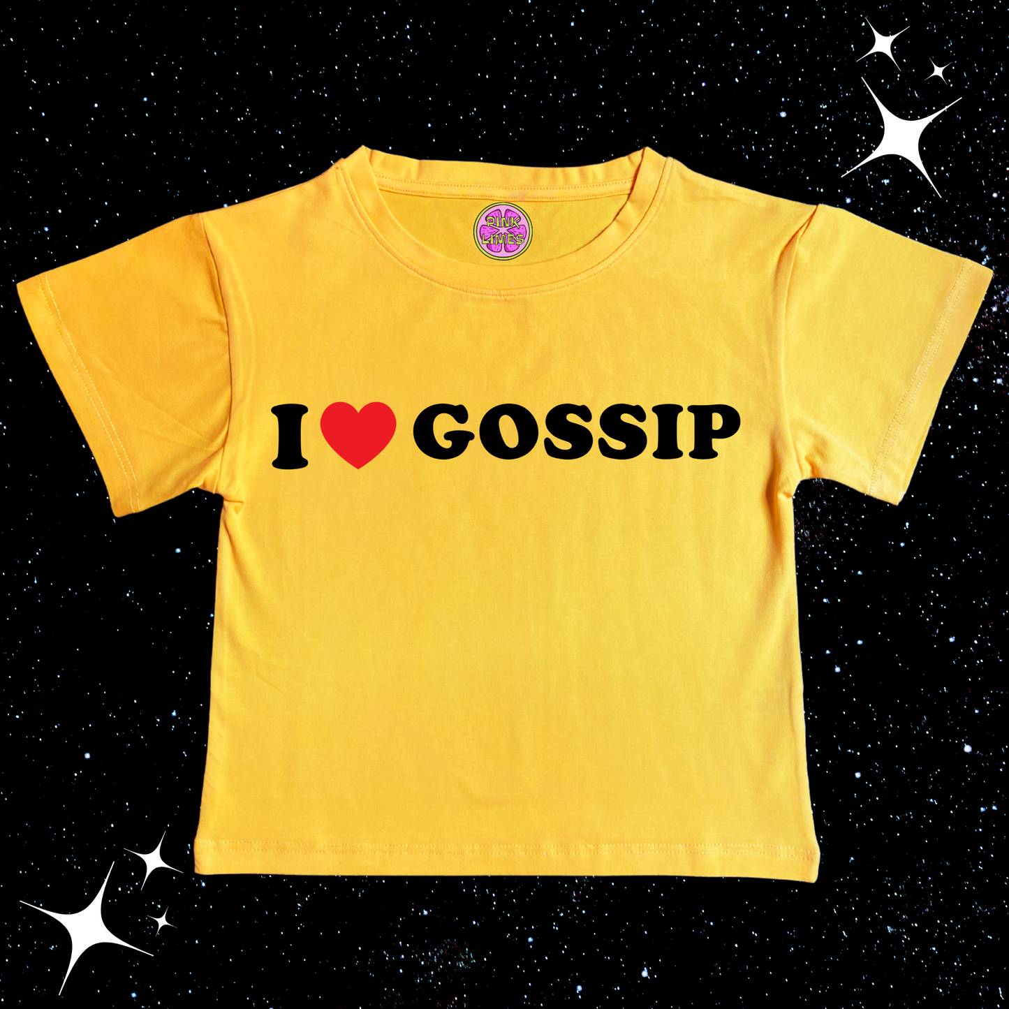I Love Gossip Crop Tee Yellow Shirts & Tops PinkLimes Trending Streetwear