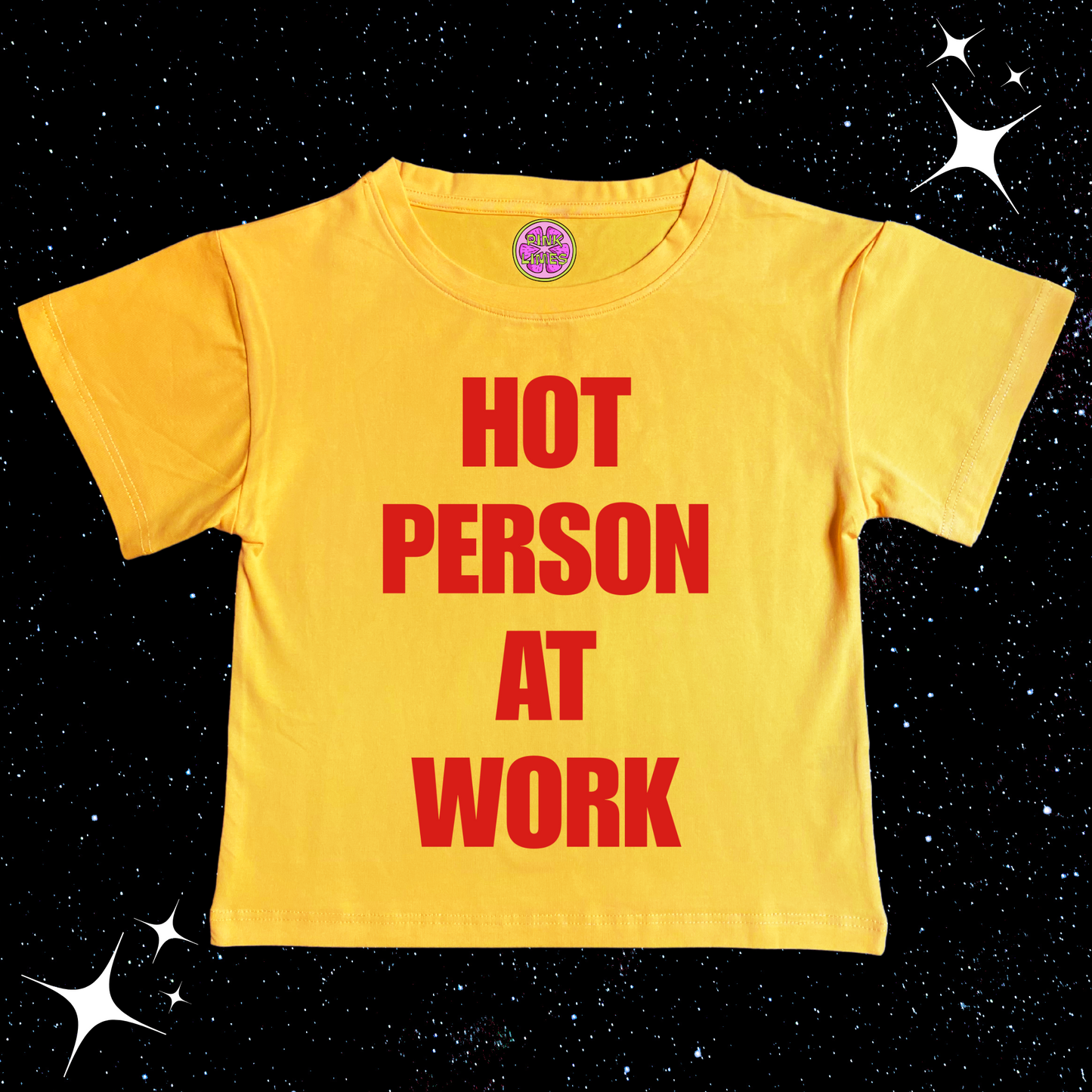 Hot Person At Work Yellow Crop Tee Shirts & Tops PinkLimes Trending Streetwear