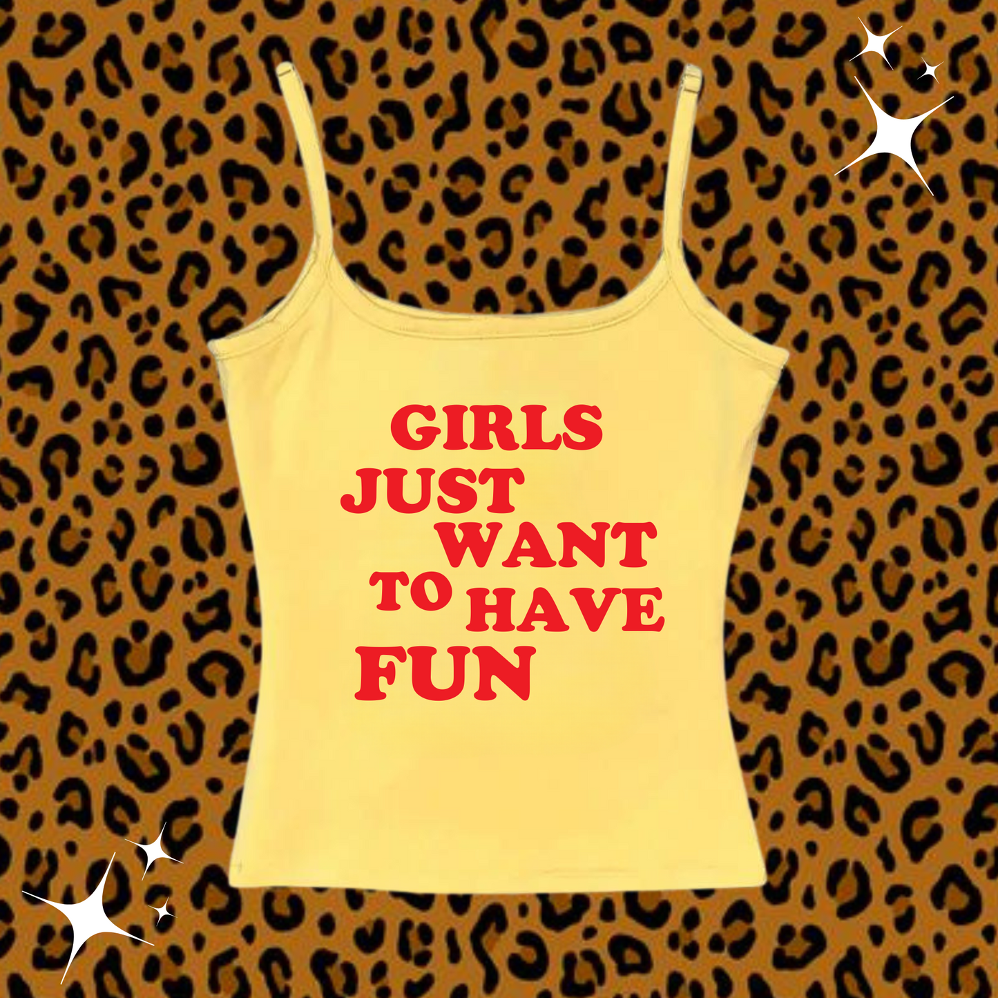 Girls Just Want To Have Fun Camisole Top Yellow Shirts & Tops PinkLimes Trending Streetwear
