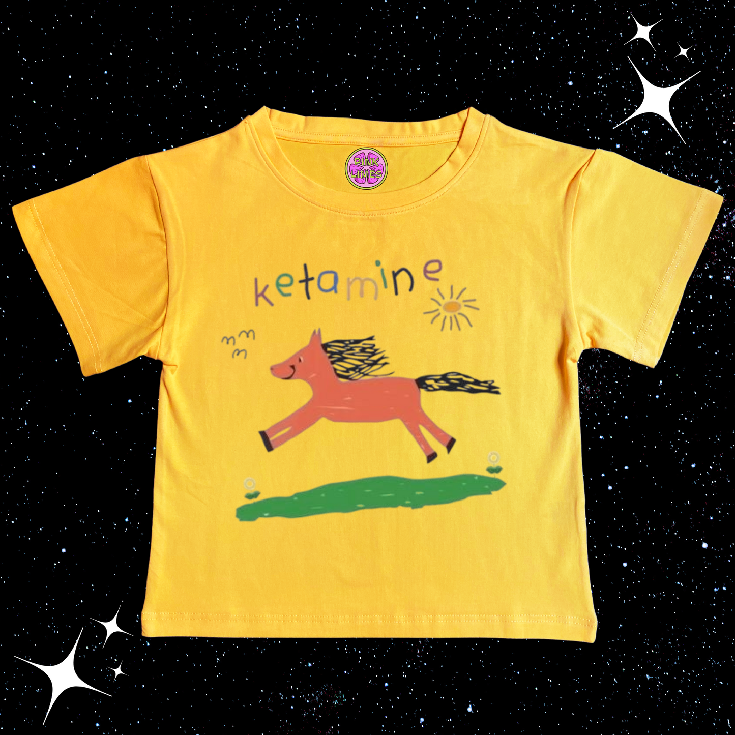 K*tamine Kids Drawing Crop Tee Yellow Shirts & Tops PinkLimes Trending Streetwear
