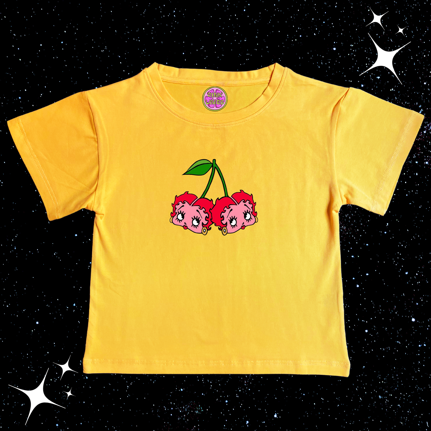 Cherry Dice Crop Tee Yellow Shirts & Tops PinkLimes Trending Streetwear