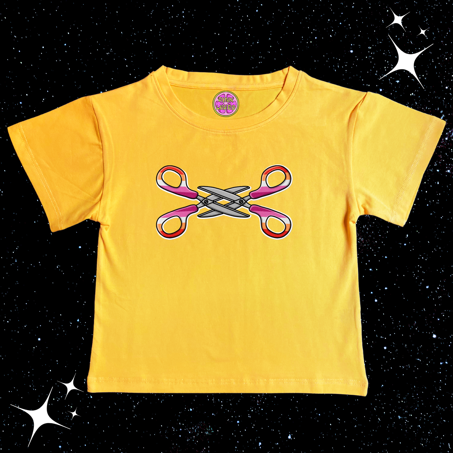 Scissor Love Crop Tee Yellow Shirts & Tops PinkLimes Trending Streetwear