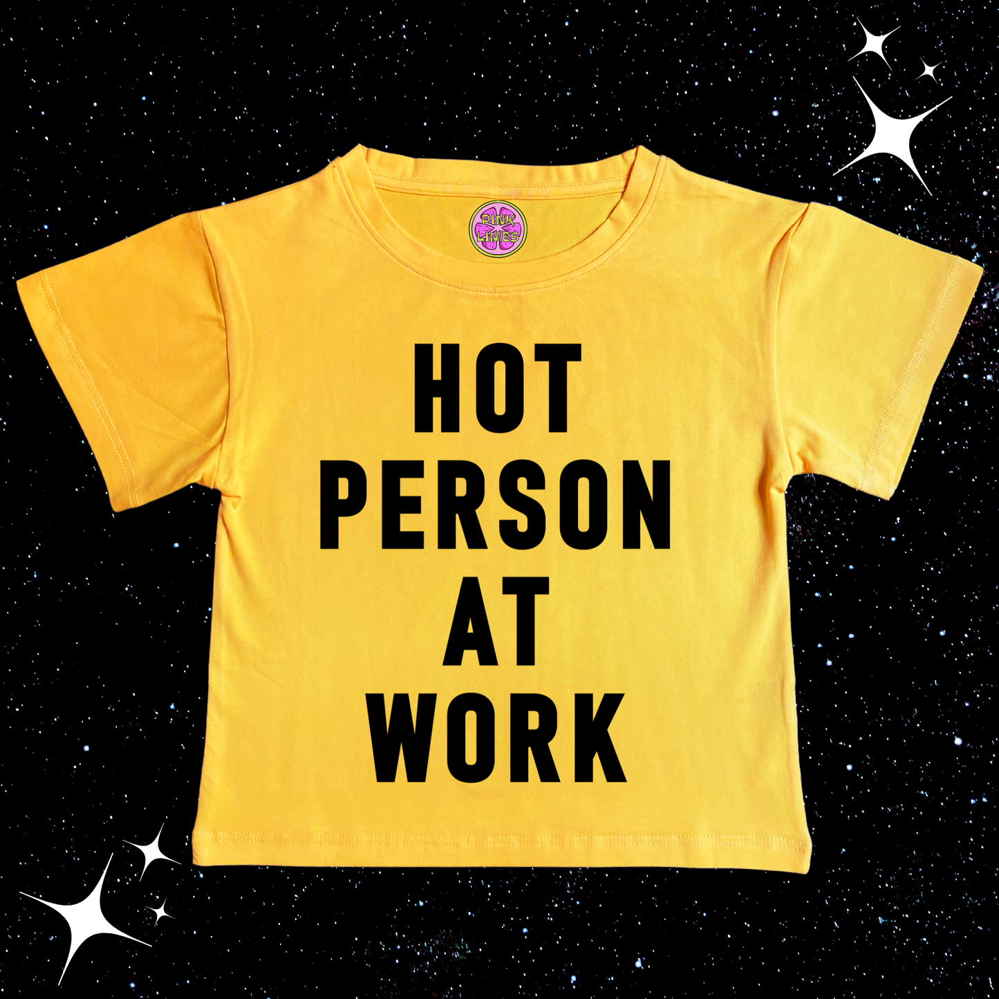 Hot Person At Work Crop Tee Yellow Shirts & Tops PinkLimes Trending Streetwear