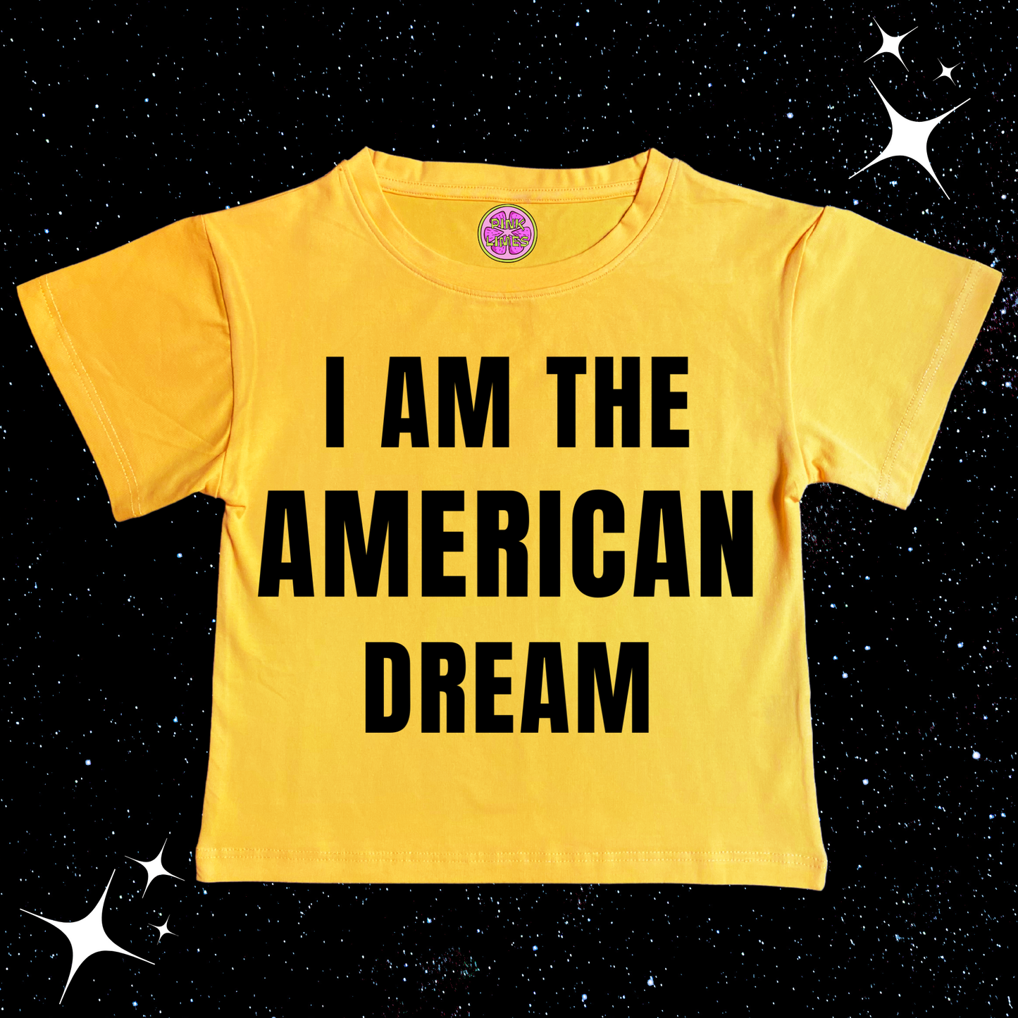 I Am The American Dream Crop Tee Yellow Shirts & Tops PinkLimes Trending Streetwear