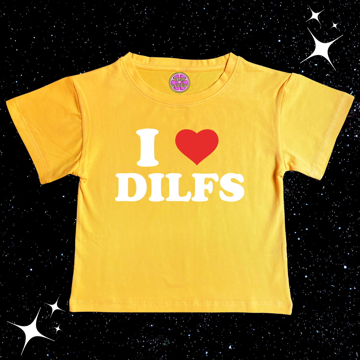 I Love DILFS Crop Tee Yellow Shirts & Tops PinkLimes Trending Streetwear