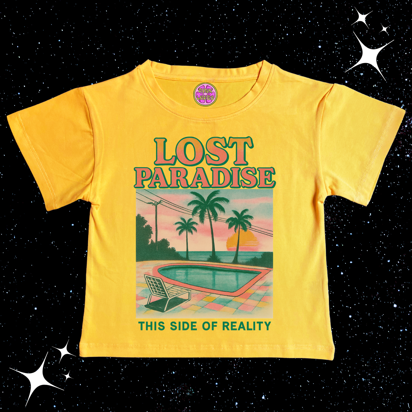 Lost Paradise Crop Tee Yellow Shirts & Tops PinkLimes Trending Streetwear