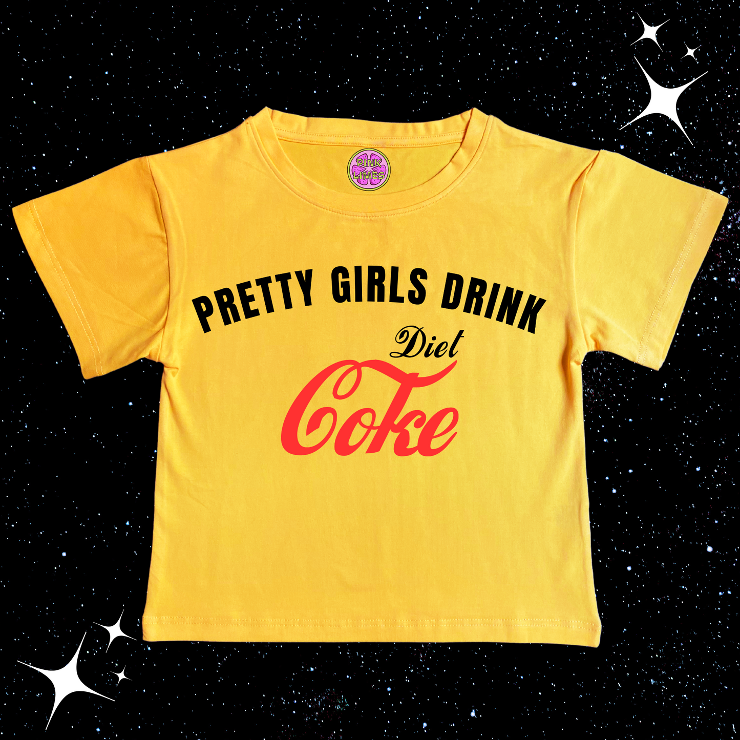 Pretty Girls Drink Diet Coke Crop Tee Yellow Shirts & Tops PinkLimes Trending Streetwear