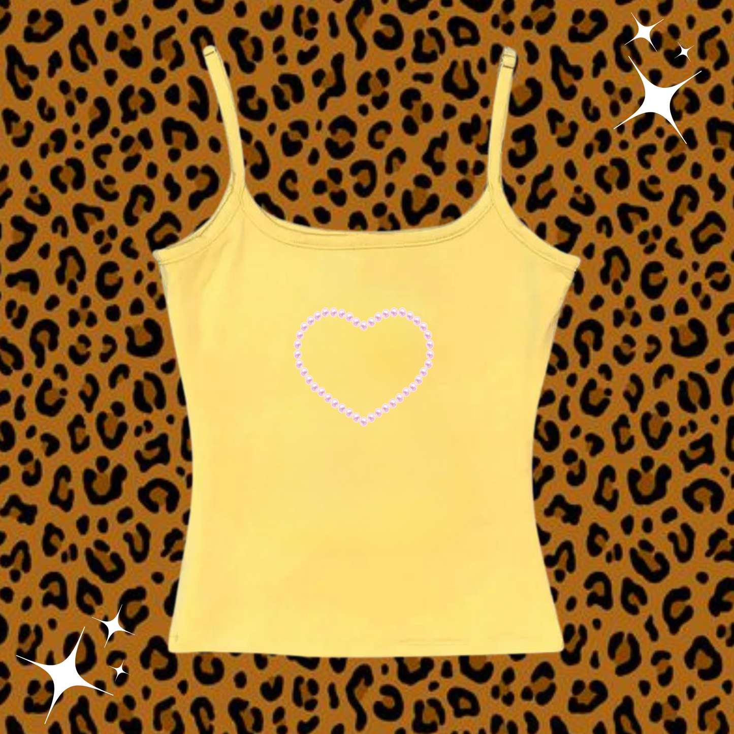 Beaded Heart Camisole Top Yellow Shirts & Tops PinkLimes Trending Streetwear