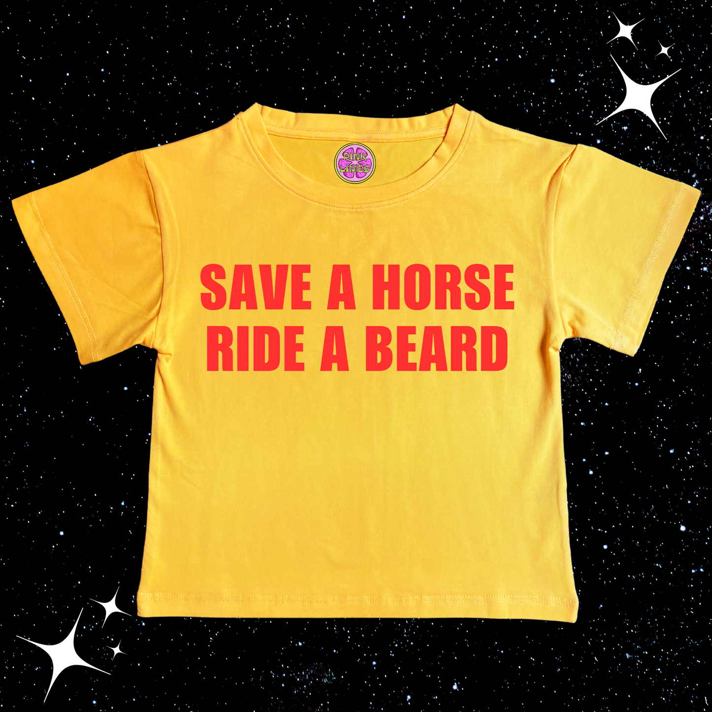 Save A Horse Ride A Beard Crop Tee Yellow Shirts & Tops PinkLimes Trending Streetwear