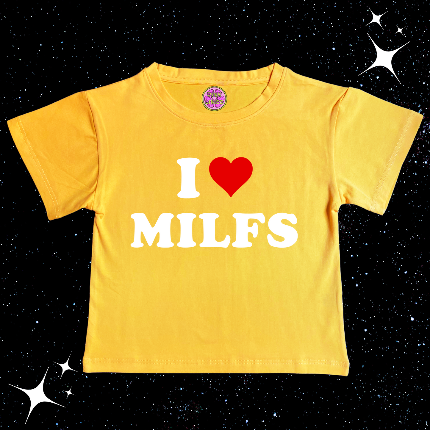 I Love MILFS Crop Tee Yellow Shirts & Tops PinkLimes Trending Streetwear