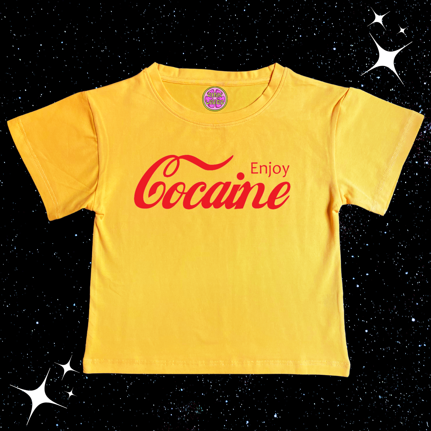 Enjoy Coke Crop Tee Yellow Shirts & Tops PinkLimes Trending Streetwear