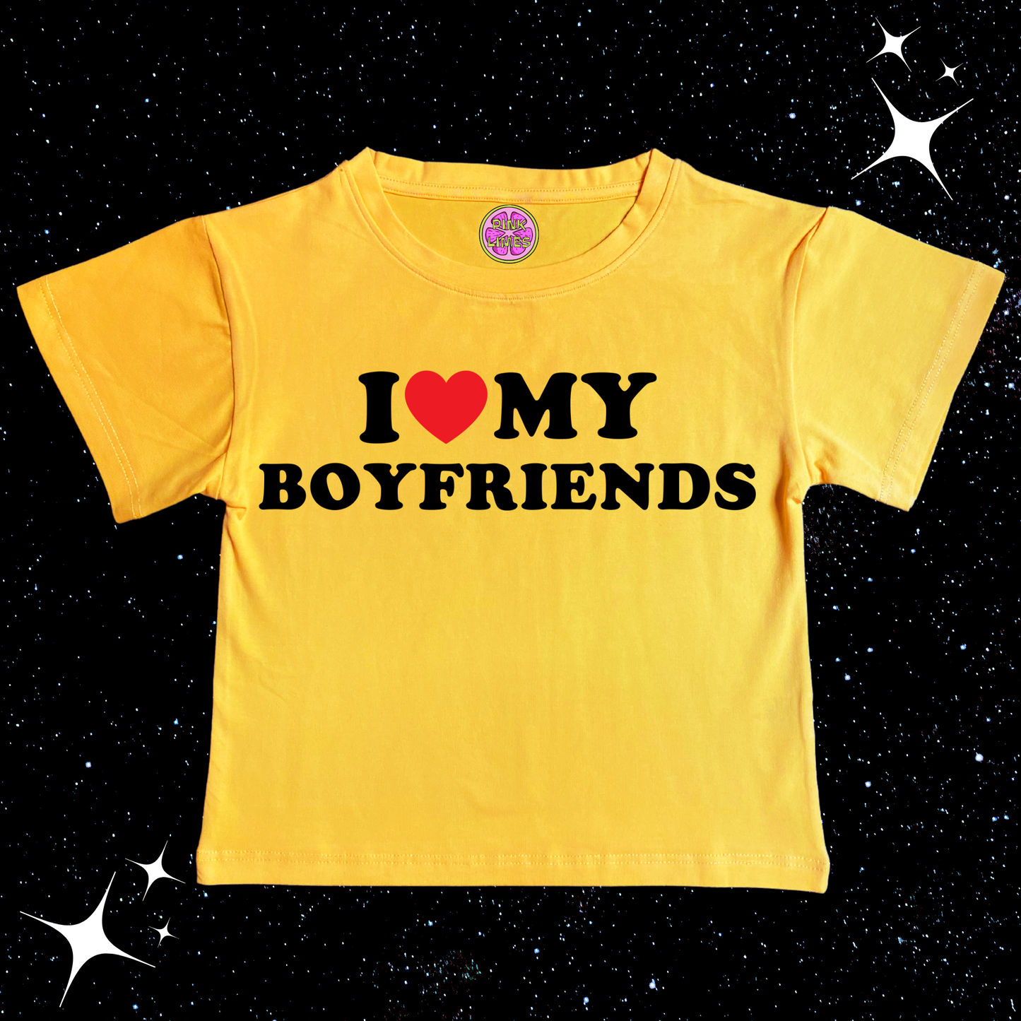 I Love My Boyfriends Crop Tee Yellow Shirts & Tops PinkLimes Trending Streetwear