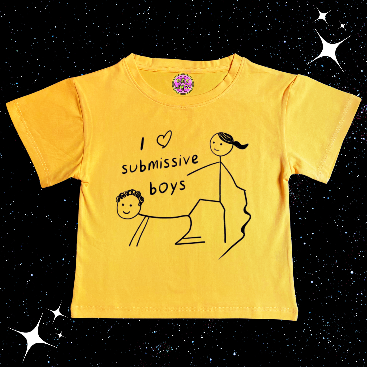 I Love Submissive Boys Crop Tee Yellow Shirts & Tops PinkLimes Trending Streetwear