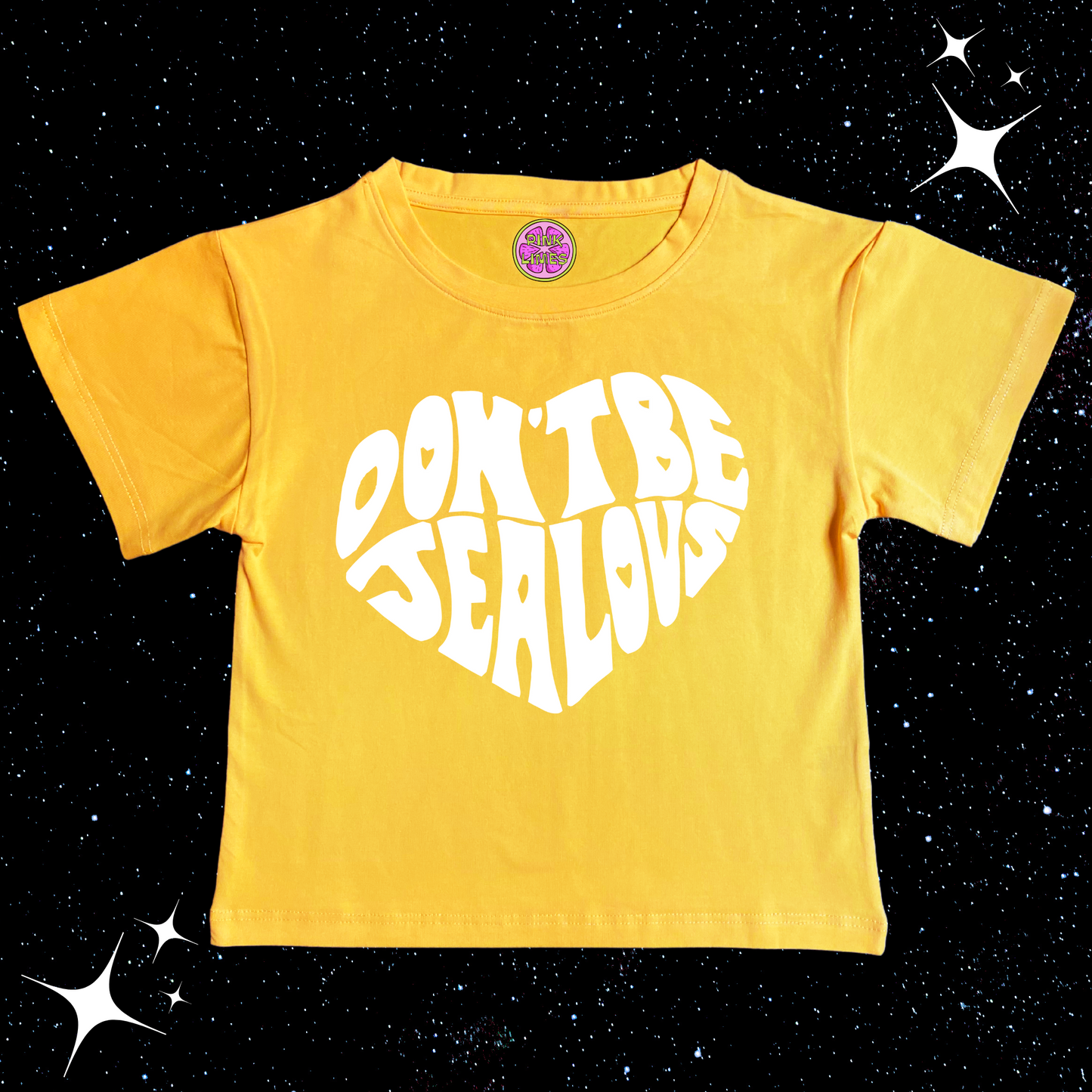 Don't Be Jealous Crop Tee Yellow Shirts & Tops PinkLimes Trending Streetwear