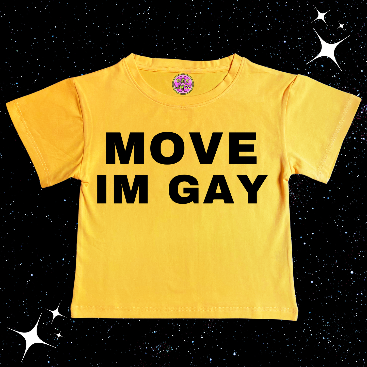 MOVE IM GAY Crop Tee Yellow Shirts & Tops PinkLimes Trending Streetwear