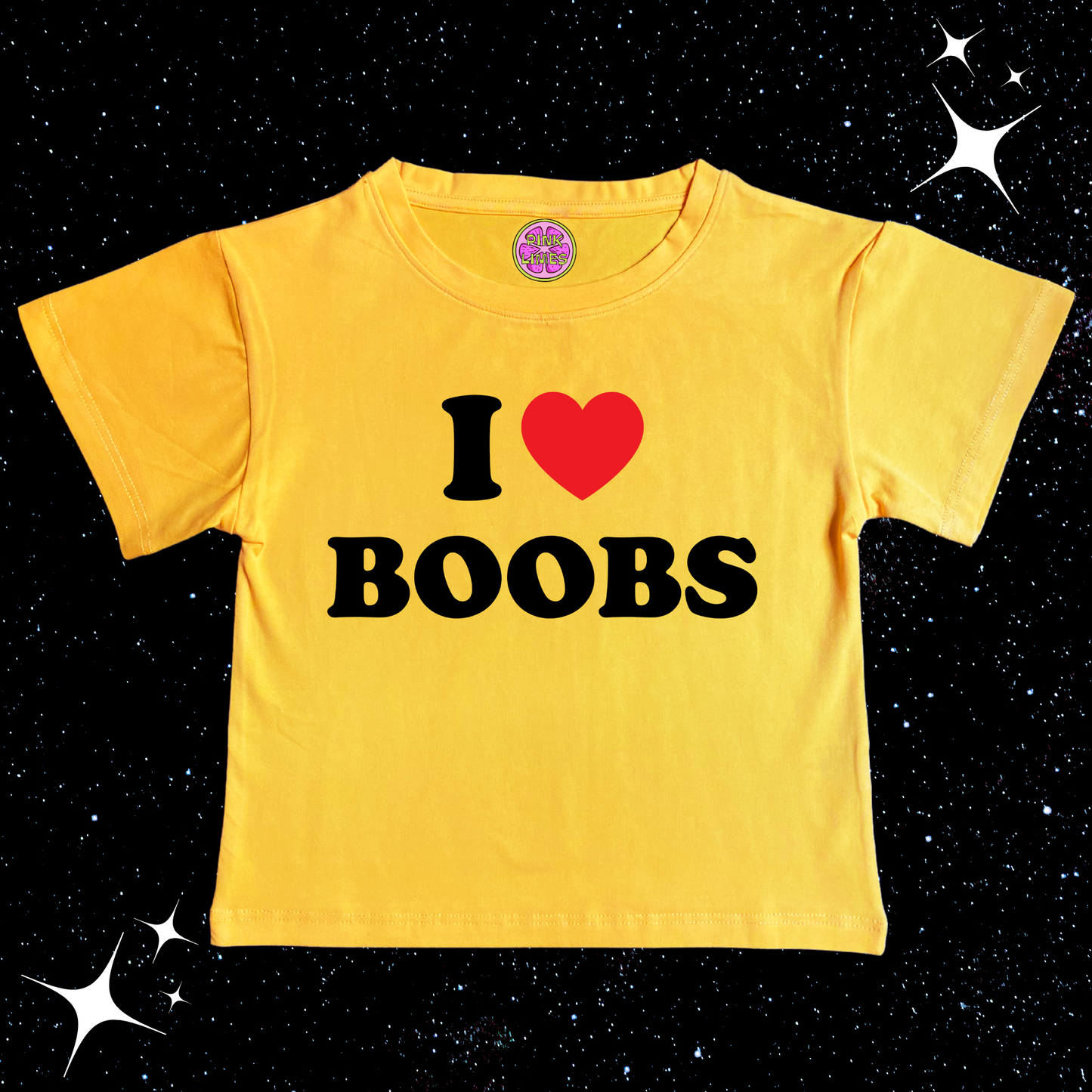 I Love B*obs Crop Tee Yellow Shirts & Tops PinkLimes Trending Streetwear