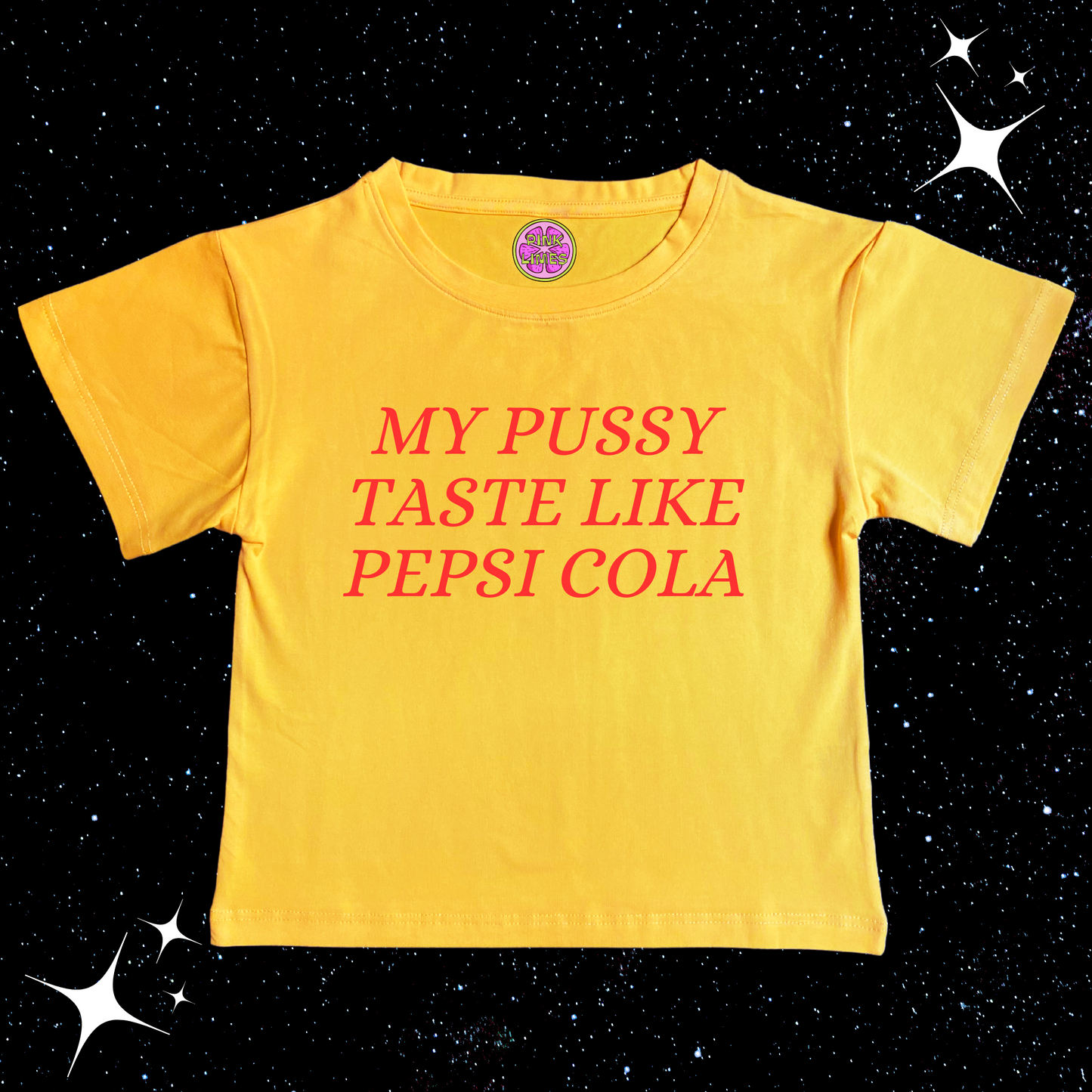 My P*ssy Taste Like Pepsi Crop Tee Yellow Shirts & Tops PinkLimes Trending Streetwear