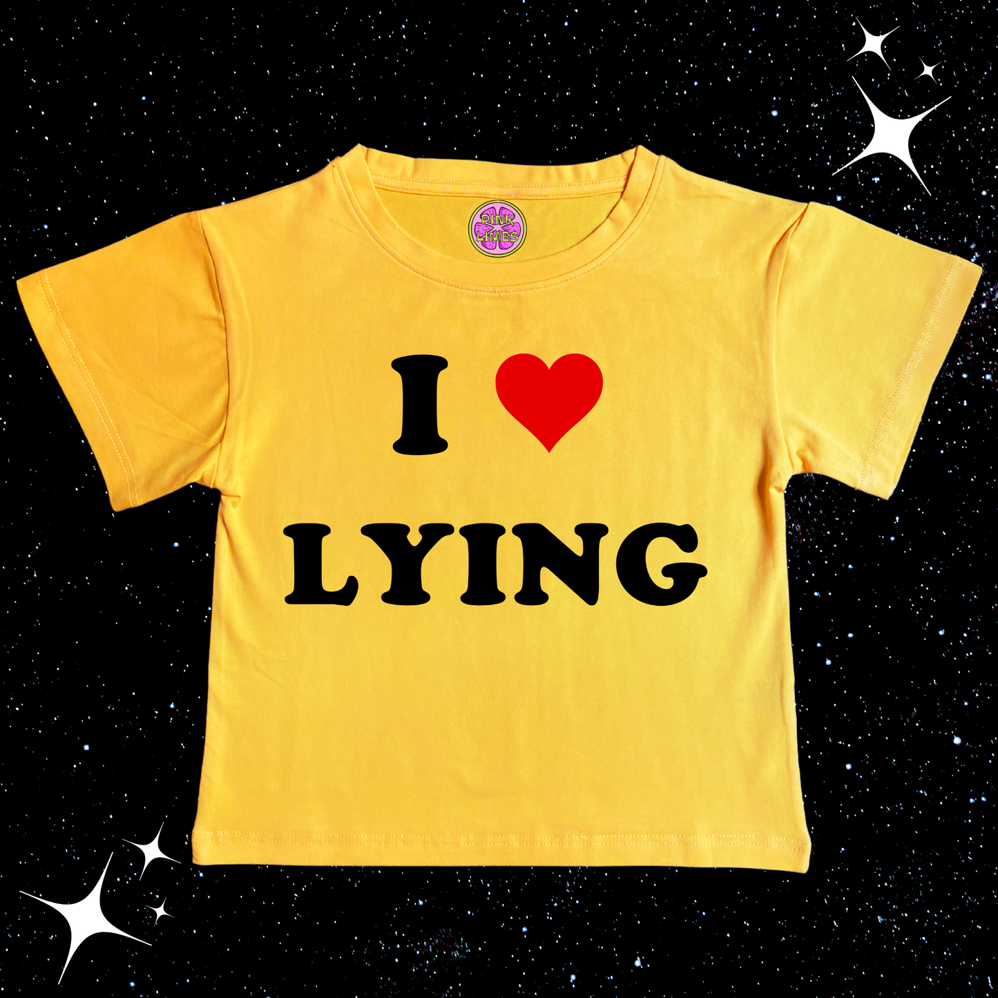 I Love Lying Crop Tee Yellow Shirts & Tops PinkLimes Trending Streetwear
