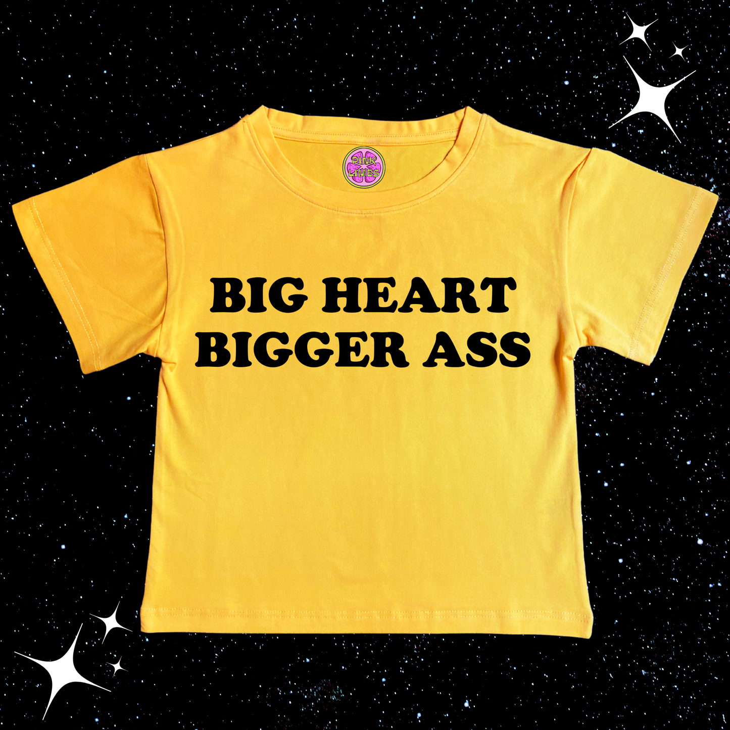 Big Heart Bigger Ass Crop Tee Yellow Shirts & Tops PinkLimes Trending Streetwear