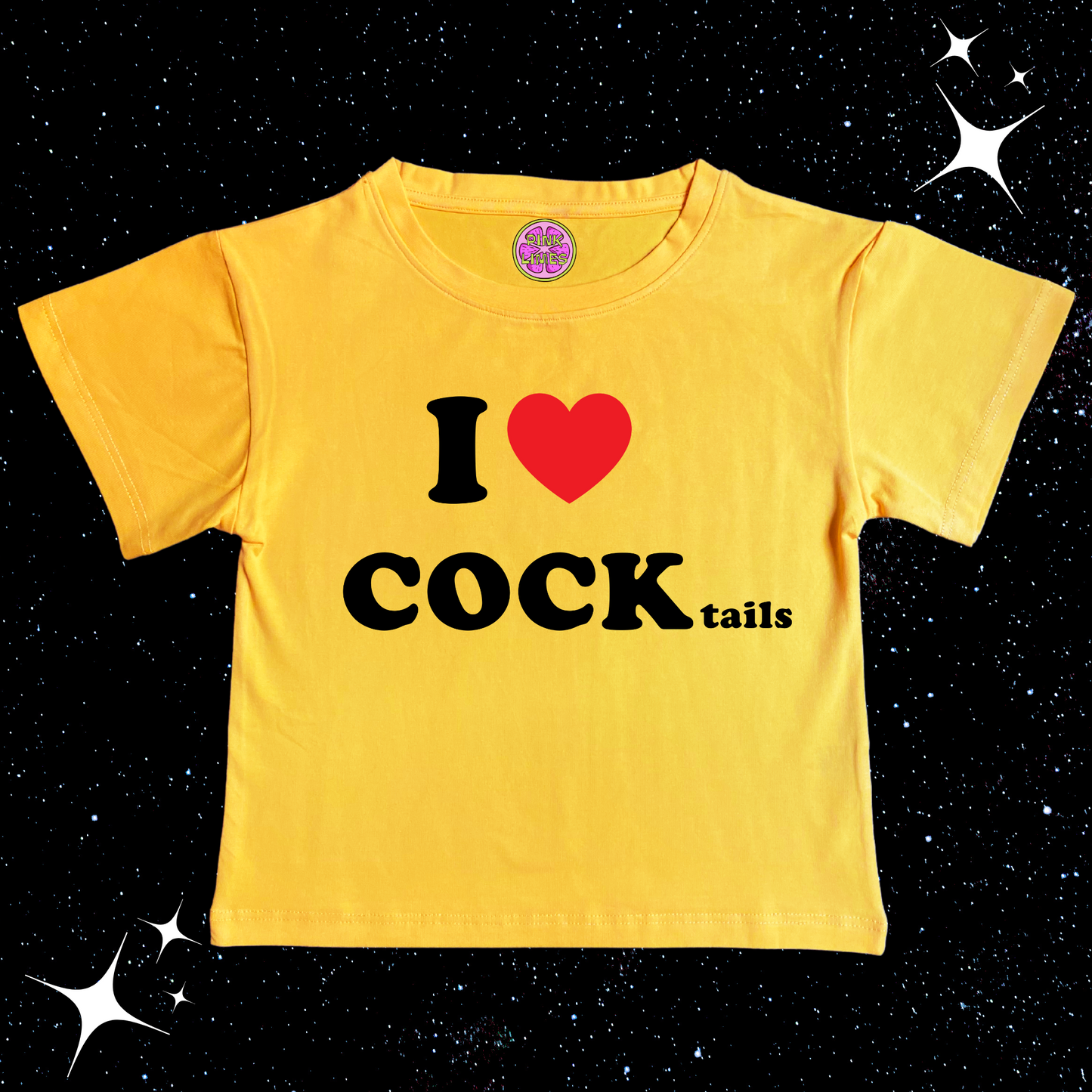 I LOVE COCKtails Crop Tee Yellow Shirts & Tops PinkLimes Trending Streetwear