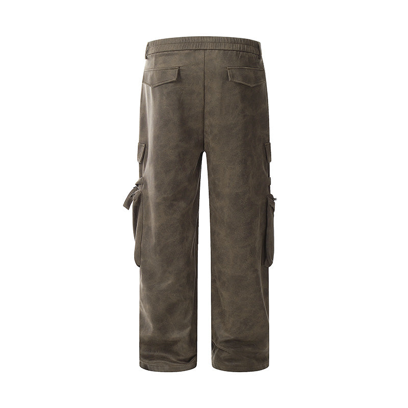 Side Pockets Straight-Leg Denim Cargo Pants PinkLimes Trending Streetwear