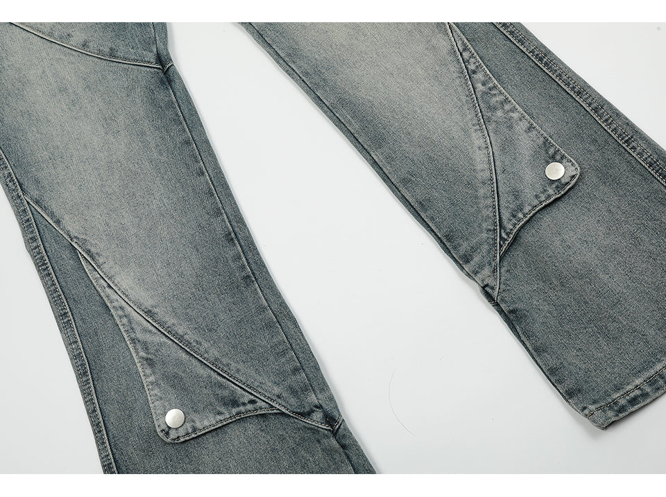 Spliced Pocket Denim Jeans PinkLimes Trending Streetwear