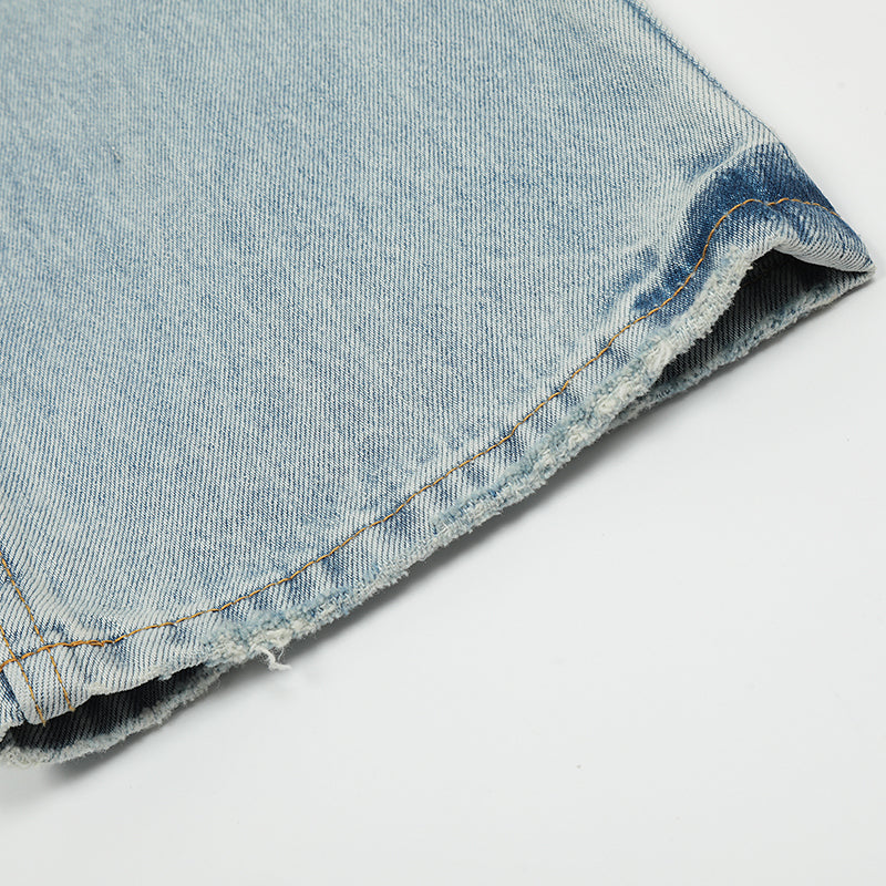 Flared Blue Denim Jeans PinkLimes Trending Streetwear