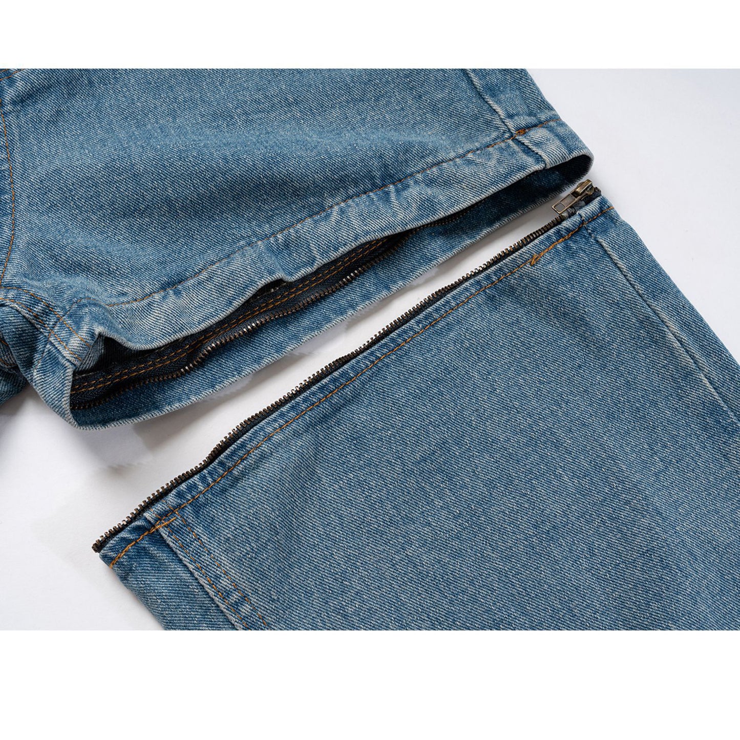 Three-Segment Detachable Zipper Jeans PinkLimes Trending Streetwear
