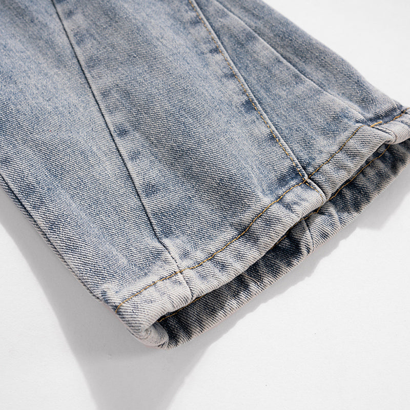 Washed Spiral Stitching Blue Jeans PinkLimes Trending Streetwear
