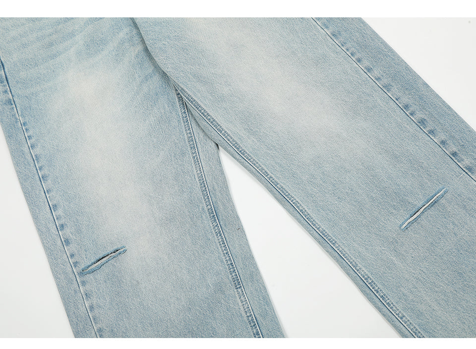 Blue Straight-Leg Ripped Light Jeans PinkLimes Trending Streetwear