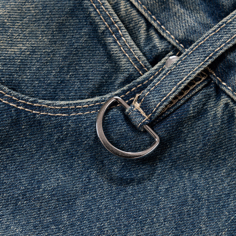 Textured D-Button Old Wash Jeans PinkLimes Trending Streetwear