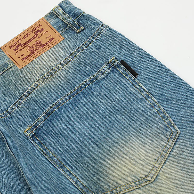 Straight-Leg Blue Denim Jeans PinkLimes Trending Streetwear