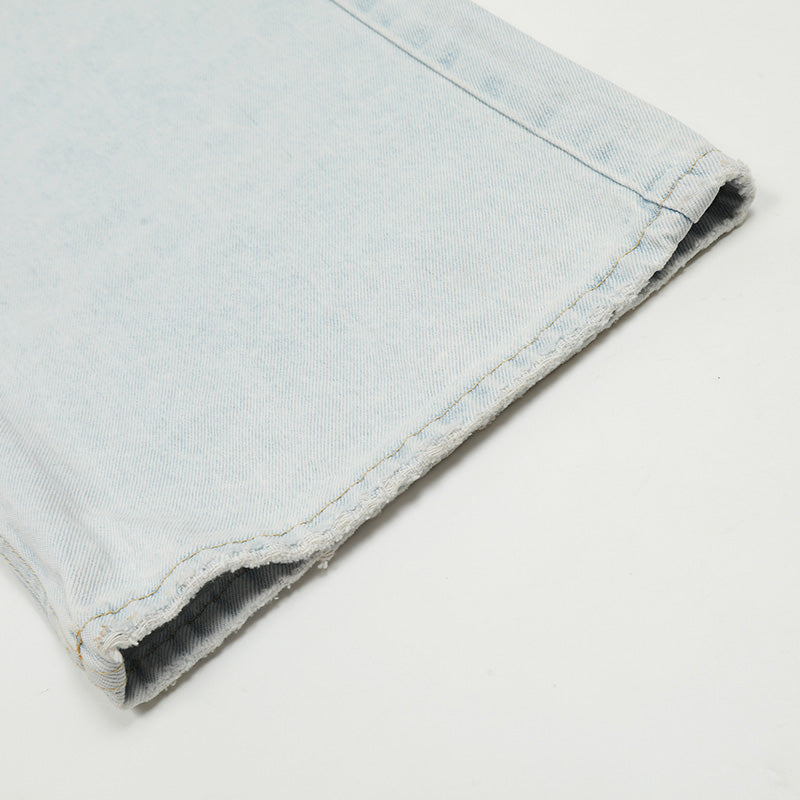 Baggy Light Blue Distressed Denim Jeans PinkLimes Trending Streetwear
